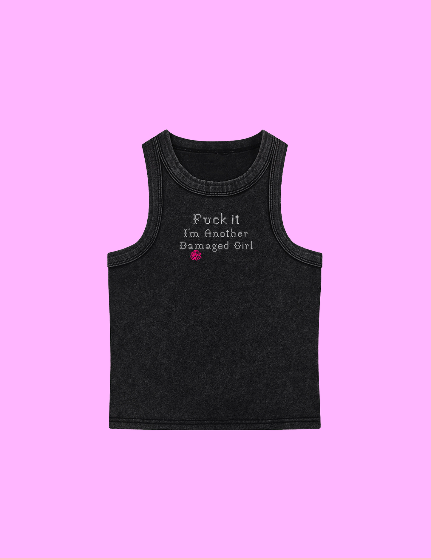 Snow Washed Fuckit Tank Top in Black