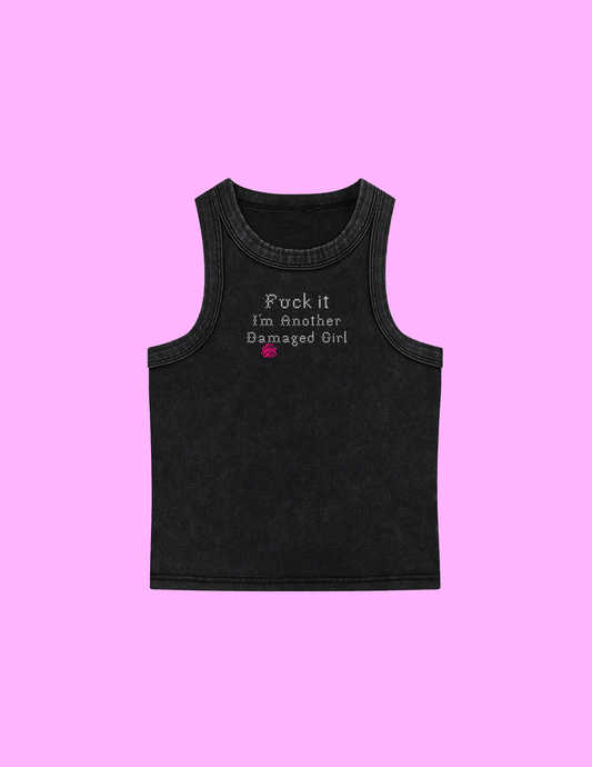 Snow Washed Fuckit Tank Top in Black