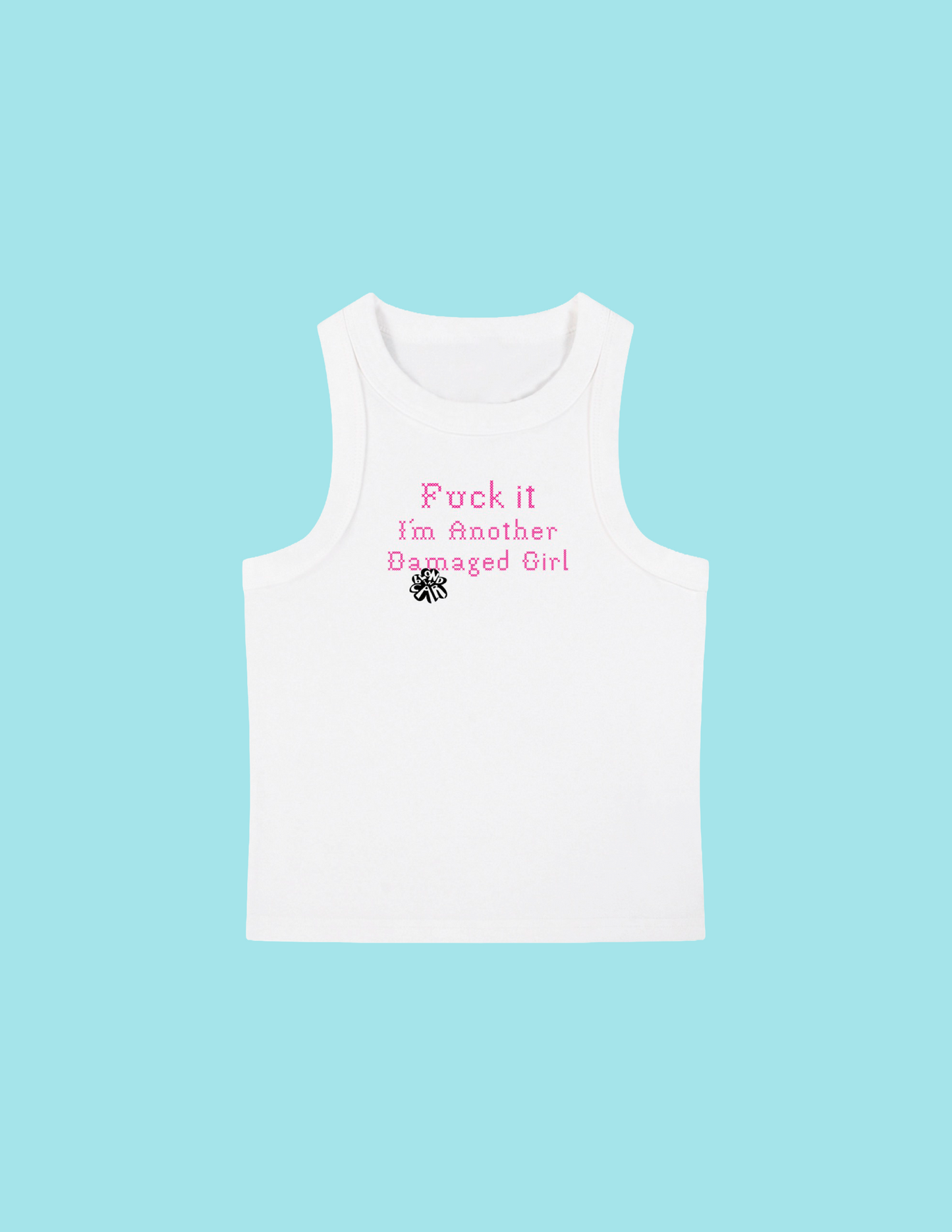 Snow Washed Fuckit Tank Top - White